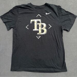 Nike Tampa Bay Rays TB Camo Logo T Shirt Mens Large Black MLB